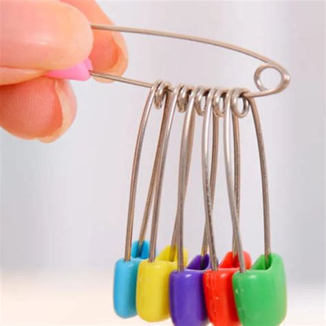 30 Pcs Plastic Head Safety Pins Infant Kids Cloth Nappy Locking Brooch