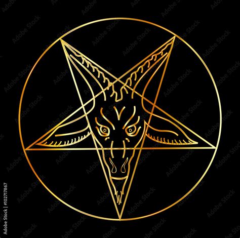 Golden Sigil Of Baphomet Satanism Symbol Stock ベクター Adobe Stock