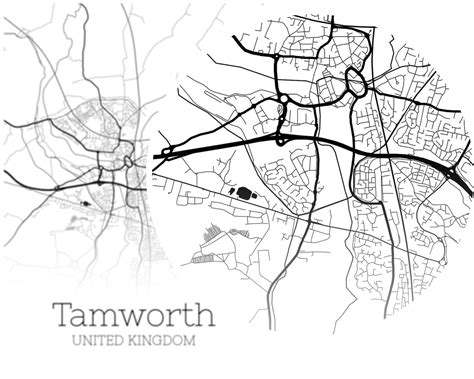 Tamworth Map Instant Download Tamworth United Kingdom City Etsy