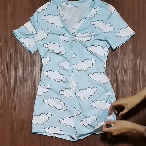 Sexy Pajama Onesie For Adults Womens Nightwear V Neck Bodycon Short