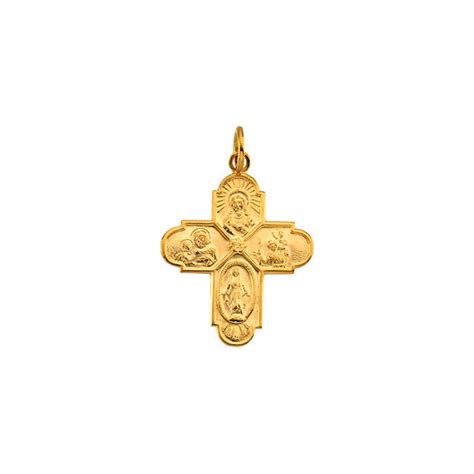 four way cross pendant 14k yellow gold 24 4 x 21 5mm religious medal r41570 ebay