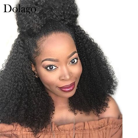 Buy Afro Kinky Curly Human Hair Wig Natural Black 360