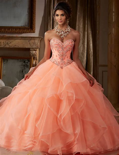 2016 Sweet 15 Year Coral Quinceanera Dresses With Jacket Ball Gown