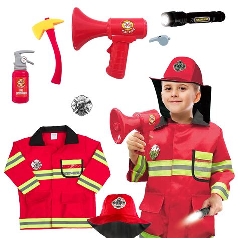 Buy Fireman Costume For Kids Firefighter Role Play Dress Up Pretend