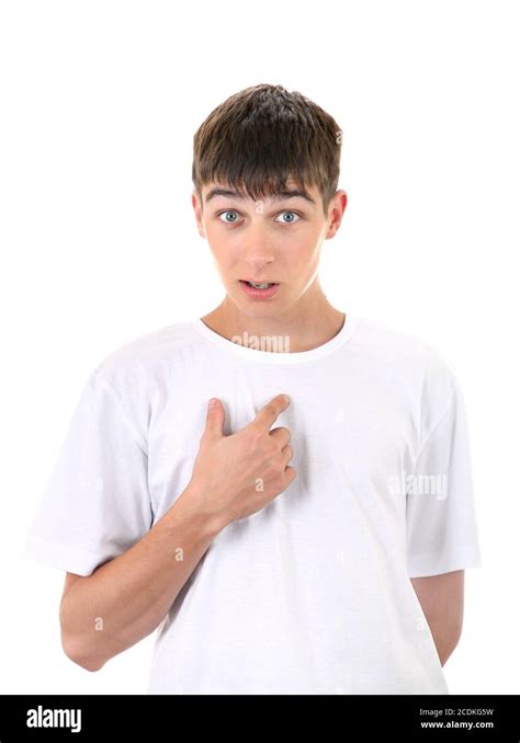 Teenager Pointing At Himself Stock Photo Alamy
