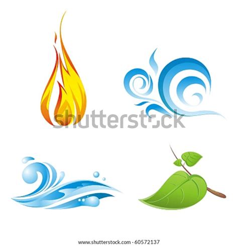 Four Vector Elements Nature Isolated On Stock Vector Royalty Free