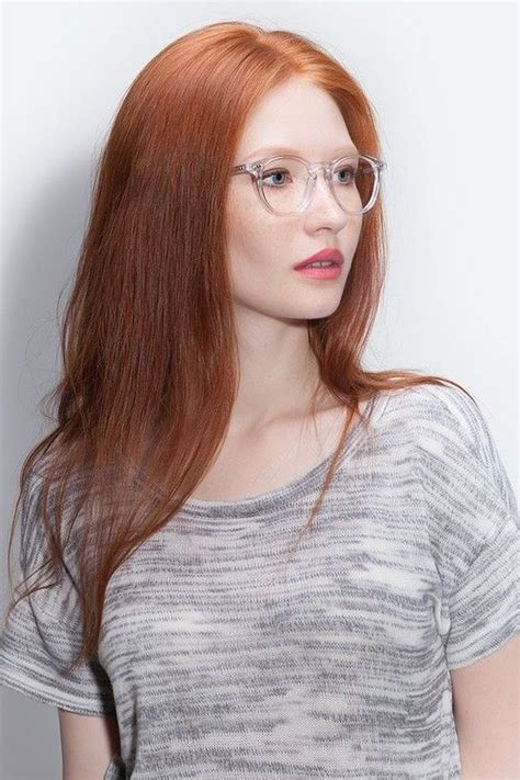 Prism Round Translucent Frame Glasses Online Ginger Hair Bright Red Hair Red Hair Woman