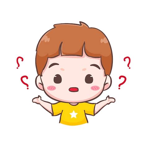 Premium Vector Cute Kid Boy Confused With Question Mark Cartoon Character