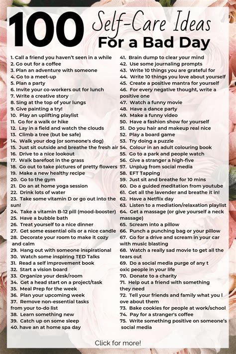 100 Self Care Ideas For When Youre Feeling Down Re Charge Your Mental