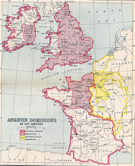 Map Of The Angevin Empire In The 12th Century