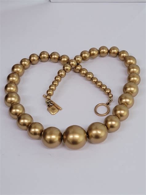 Vintage Ralph Lauren Single Strand Goldtone Bead Necklace Etsy