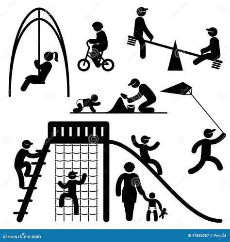 Peoples Playground Icons Stock Vector Illustration Of Exercising
