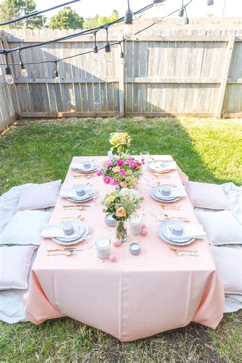Pink And Peach Easter Dinner Party Backyard Party Decorations Easter