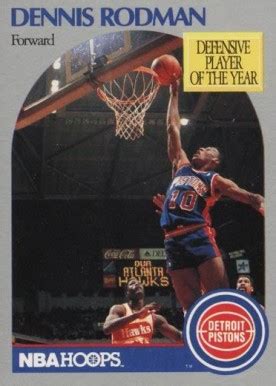 Each short summary gives a brief explanation of the history of the card, what makes it worth so much money, and is accompanied by a look at the card itself. 1990 Hoops Dennis Rodman #109 Basketball Card Value Price Guide