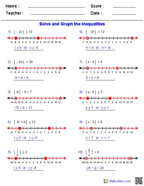 For absolute value inequality graph and solution. Algebra 2 Worksheets | Equations and Inequalities Worksheets
