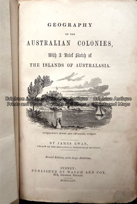 Antique Book Geography Of The Australian Colonies” C1854 Ref 889