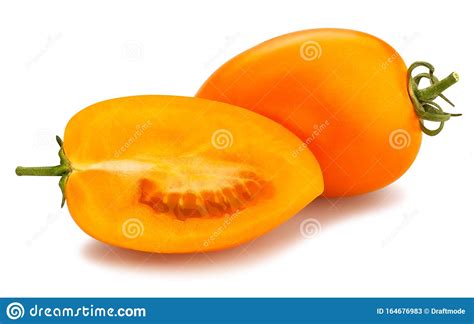 Orange Plum Tomato Stock Image Image Of Shiny Path 164676983