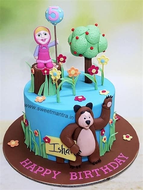 Masha And Bear Theme Customised Cake For Girls Birthday Girl Cakes