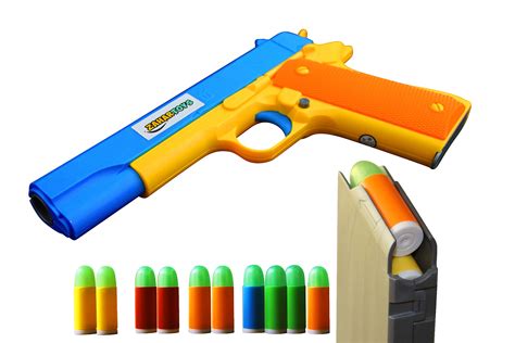 Zahar Toys Realistic Size Toy Gun Colt 1911 10 Colorful Soft