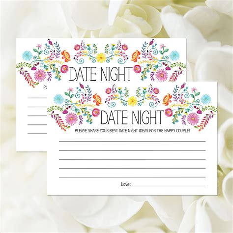 Fiesta Date Night Ideas Card Printable Date Night Card Advice Card Mexican Floral Bridal