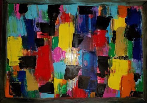 Colorful Abstract Acrylic Painting With Palette Knife 24x30 Canvas