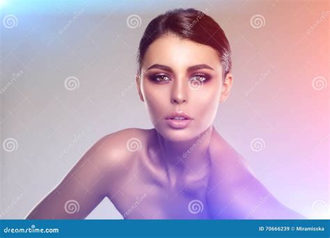 Beautiful Model Woman In Beauty Salon Makeup Young Modern Girl I Stock