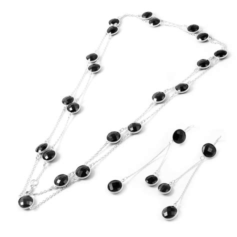 Black Spinel Necklace Gemstone Bezel Chain Necklace Bezel Etsy Uk