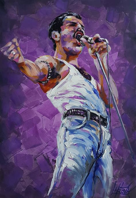 Painting Show Must Go On Freddie Mercury Painting Queen Etsy