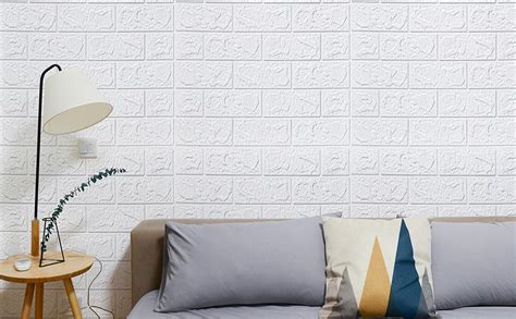 Art3d 20pcs 3d Brick Wallpaper In White Faux Foam Brick