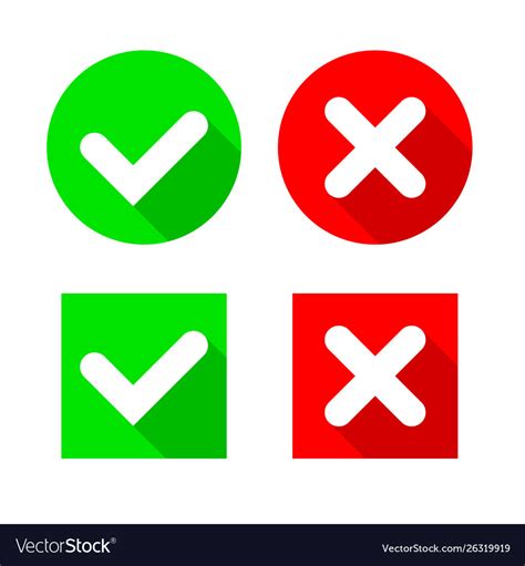 Check Mark And Cross Icons Vector Stock Vector Illust