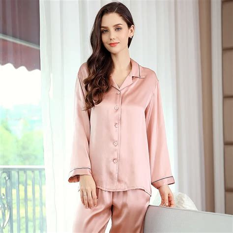 Elegant Luxury 100 Silk Pajamas For Women Pyjamas Female Long Sleeve Lounge Pajama Sets Silk
