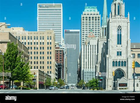 Downtown Tulsa Oklahoma Street View With Skyline Stock Photo Alamy