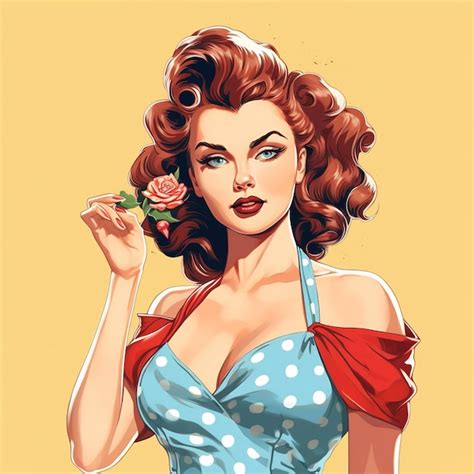 Premium Ai Image Style Retro Pin Up Girl Illustration