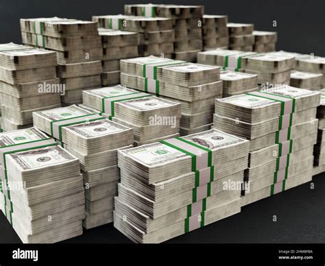 3d Rendering Of Many Piles Of 100 Dollar Bill Wads Stock Photo Alamy