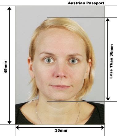 Within the image itself, the area from the top of the head to the chin must be no less than 29mm, and no more than 34mm high. Australian visa requirements for france - Sample documents