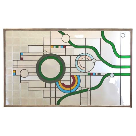 Prairie School Arts And Crafts Stained Glass Window Manner Of Frank Lloyd Wright For Sale At