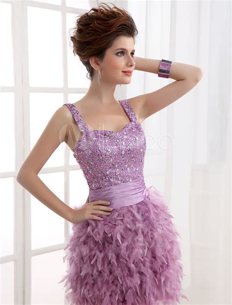 Sequin Cocktail Dress Cameo Pink Feather Sweetheart Satin Mini Prom