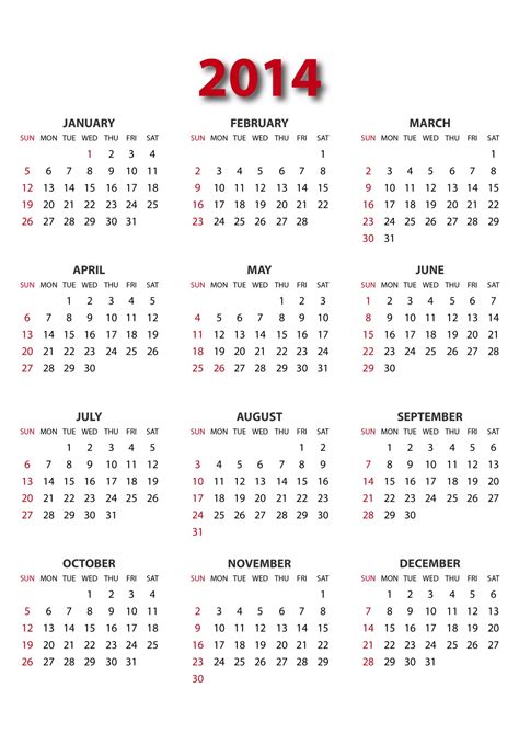 7 Best Images Of Free Printable 2014 Calendar Year 2014 Year Calendar