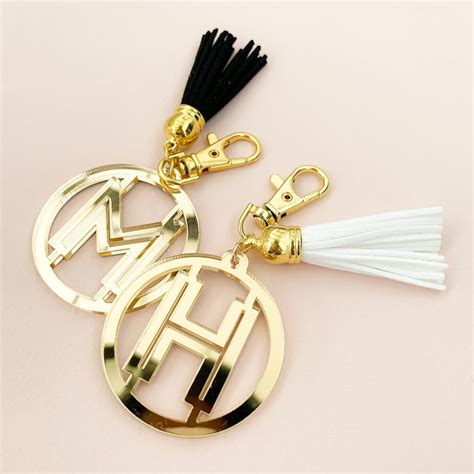 Monogram Keychains For Women Gold Keychain Personalized Etsy