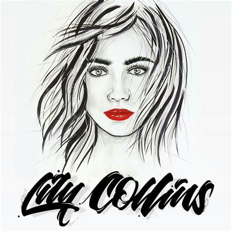 Drawing Of The Beautiful Celebrity Lily Collins With Hand Lettering Her