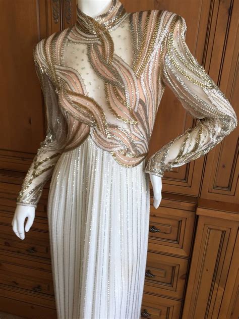 Bob Mackie Sheer Illusion S Beaded Gown Evening Dresses Vintage