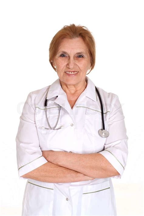 schöne alte Caucasian Krankenschwester ist Stock Bild Colourbox