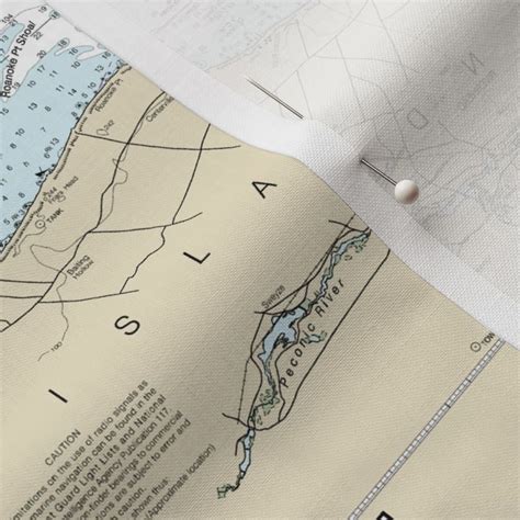 Eastern Long Island Nautical Map Fabric Spoonflower