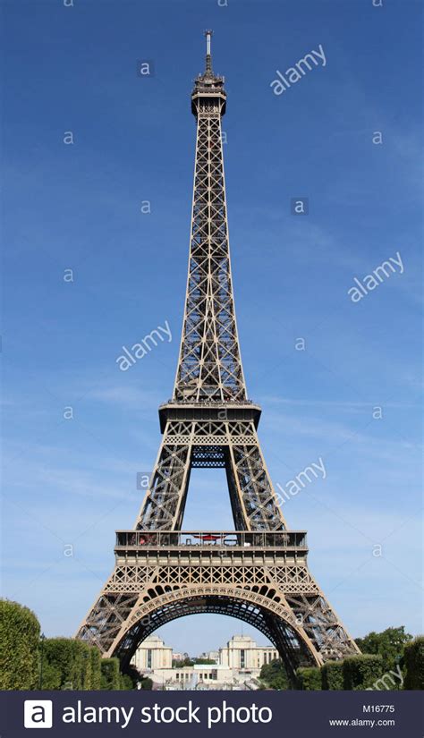 Eiffel Tower Full Length From The Champ De Mars Side Paris France
