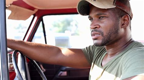African American Male Sitting In Pickup Truck Stock Video Footage