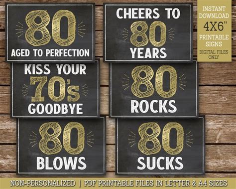 80th Birthday Signs Printable 80 Aged To Perfection Cheers Etsy