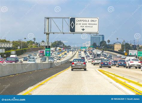 Los Angeles Freeway Traffic Editorial Stock Image Image Of Cars