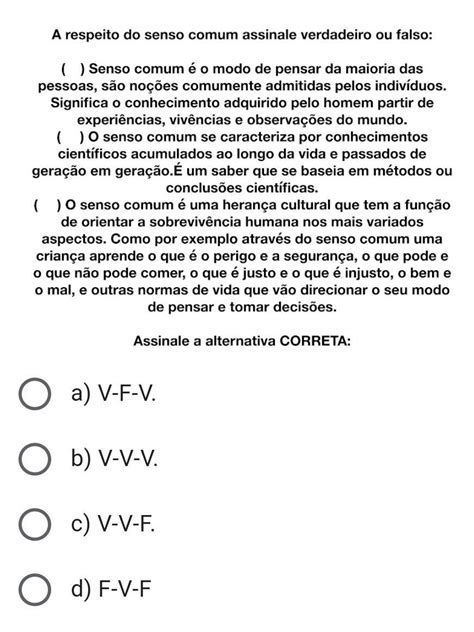 Assinale Verdadeiro Ou Falso