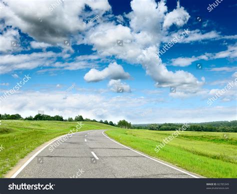 Country Road At Summer Sunny Beautiful Day Stock Photo 82785349
