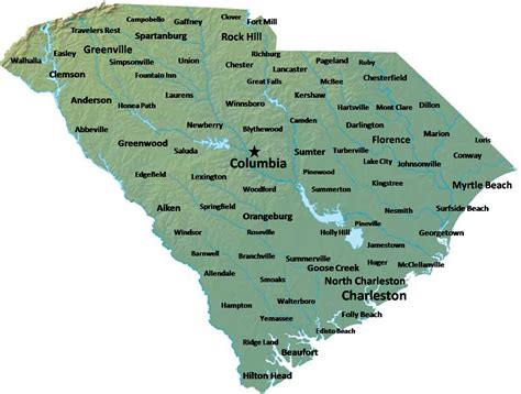 View Full Sized Map Map Of South Carolina Map Cities And Towns Maps Pinterest City And